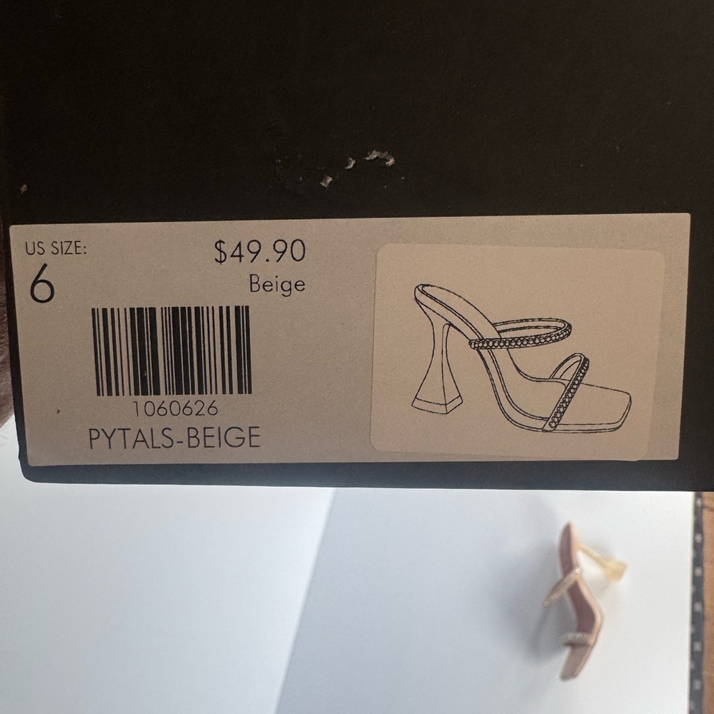 NWT Azalea Wang PYTALS Beige Rhinestone Mule Heels MULTI SIZES Sq Toe Sandals - Picture 6 of 6